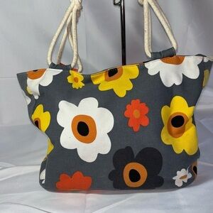 Farmhouse Is My Style Summer Blooms Floral Daisy Canvas Shoulder Bag